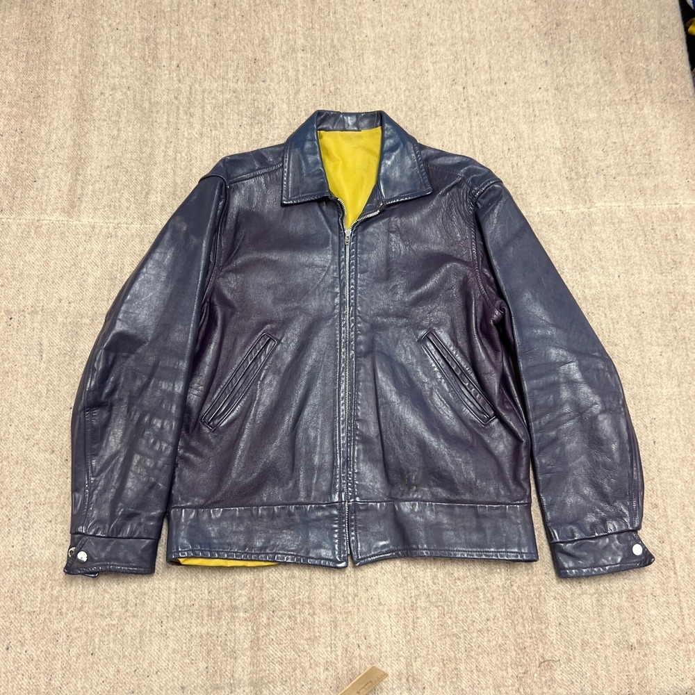 Vintage University Of Western Ontario Leather Jacket Mens Medium Purple 1960s